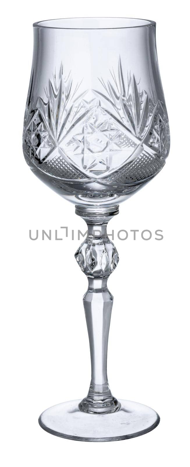 Empty champagne glass isolated on white background close up