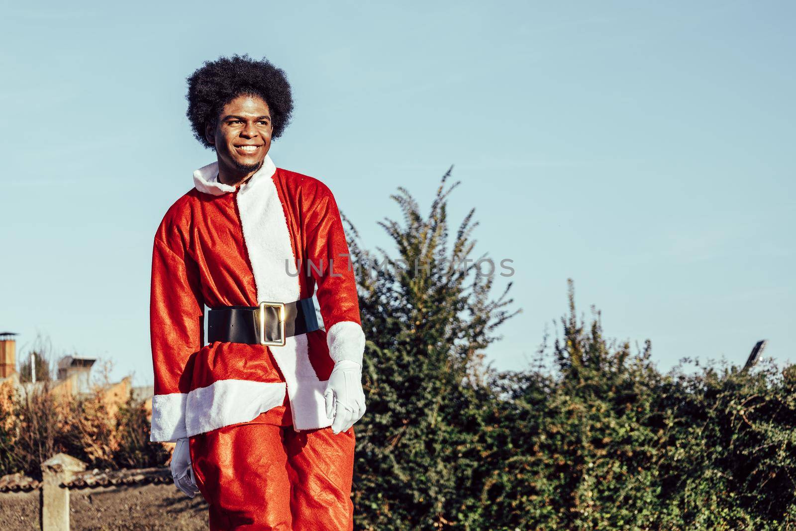 African american santa claus outdoors by ALVANPH