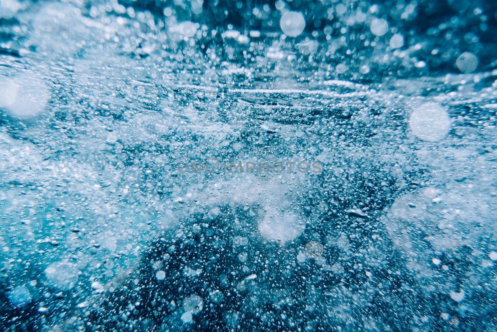 Abstract water texture with many air bubbles.