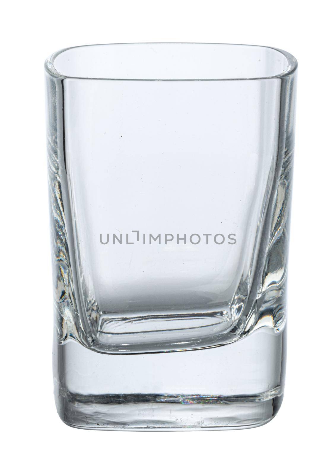 Empty glass cup isolated on white background close up