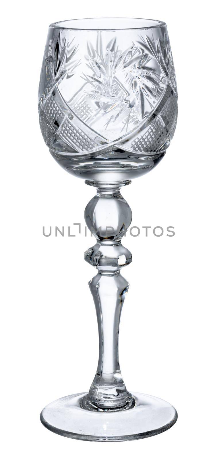 Empty champagne glass isolated on white background close up