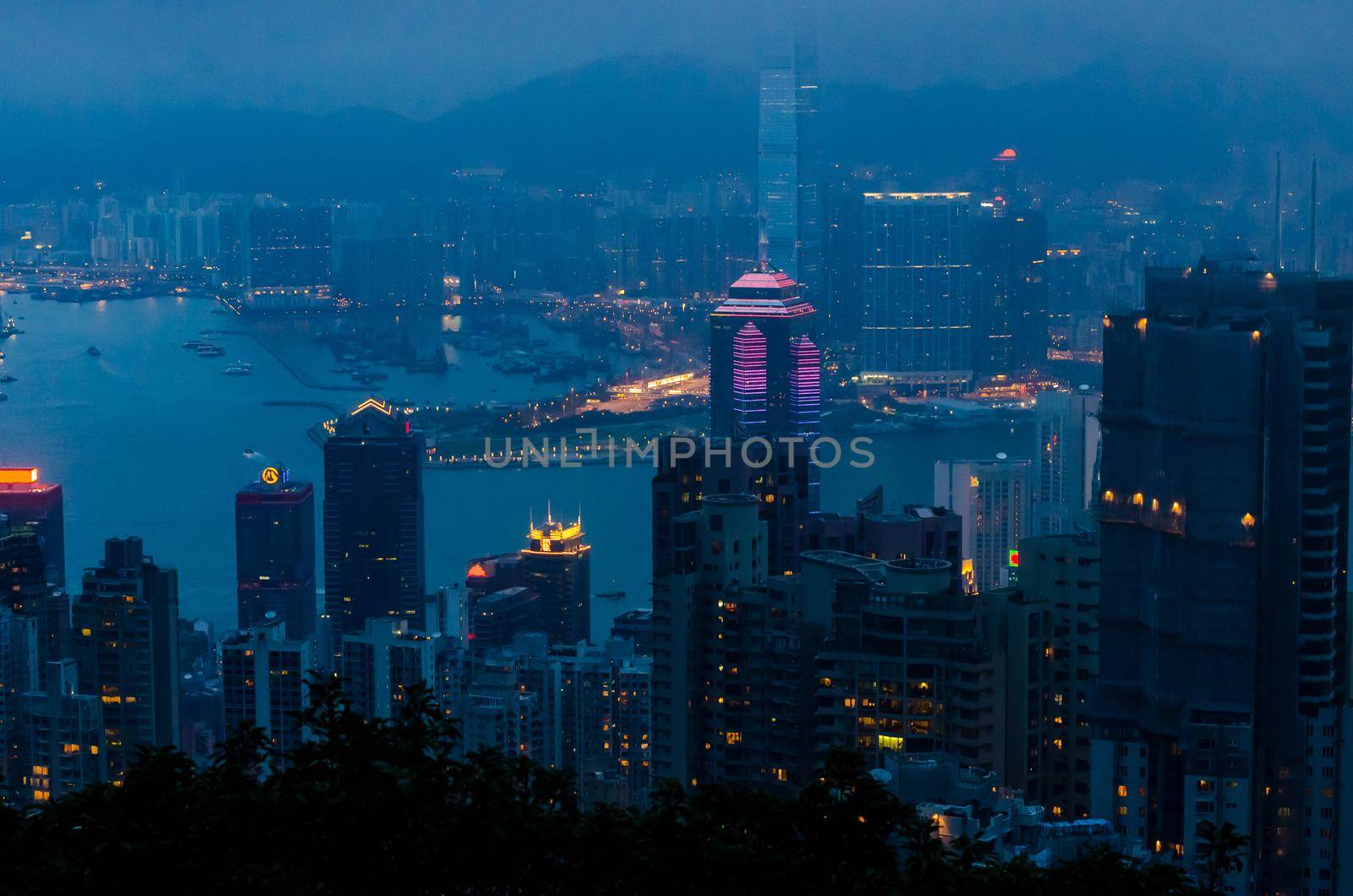 Hong Kong view from top of victoria park, travel concept