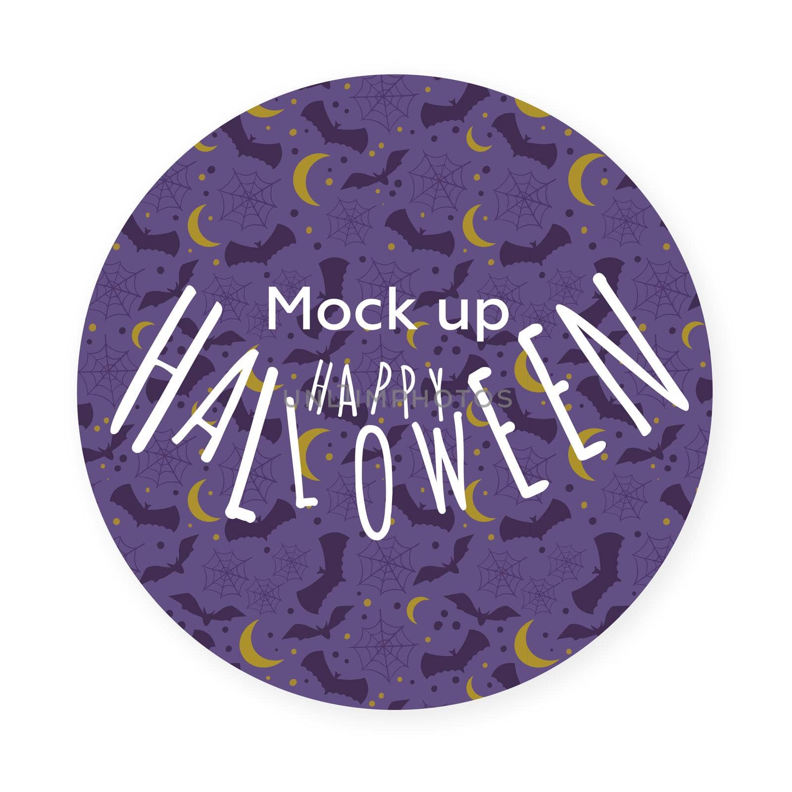 Halloween mock up in circle isolated on white background, copy space