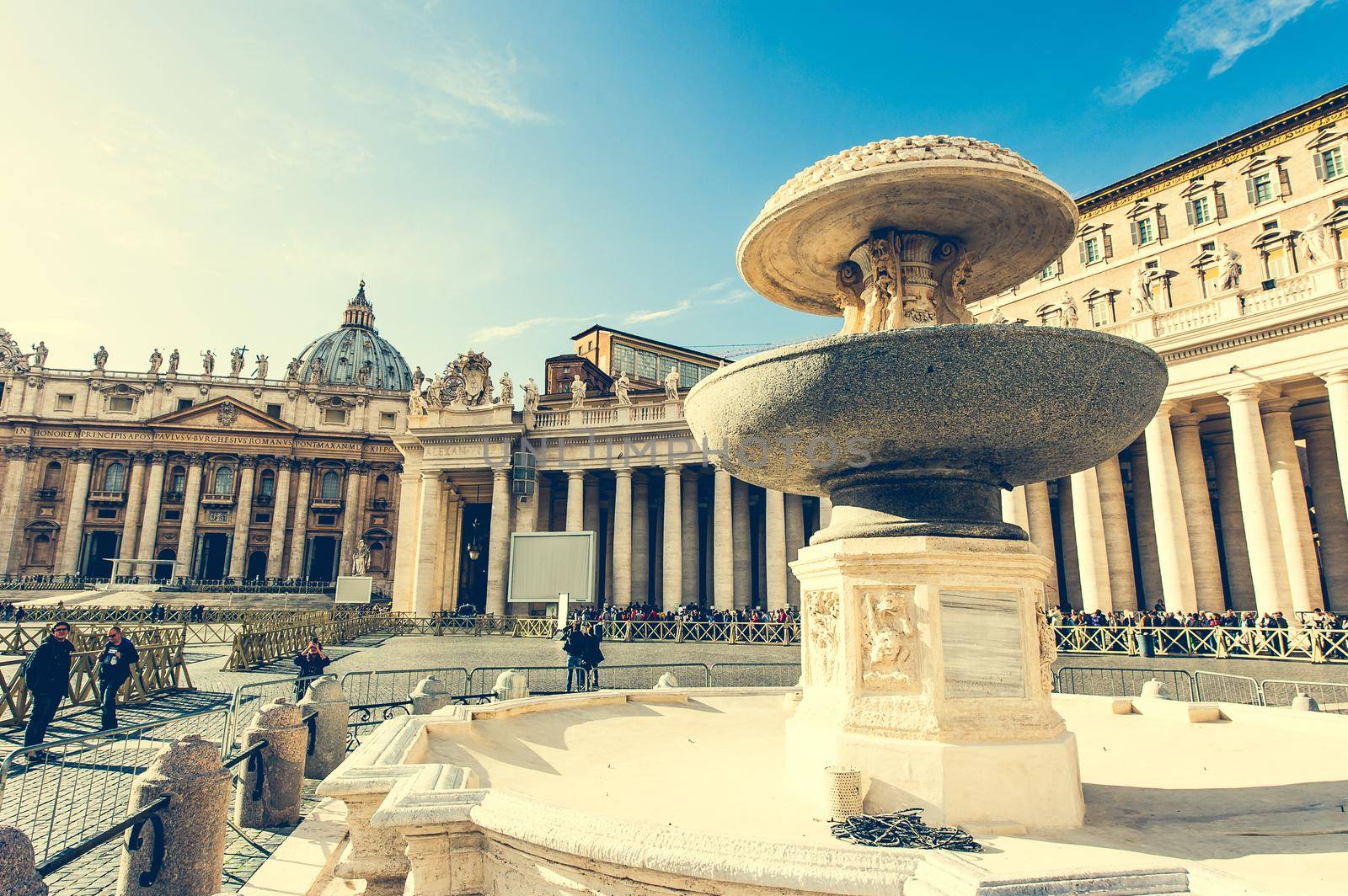 Rome, Italy - 16 November 2014: Saint Peter Square and Saint Peter Basilica, Vatican City, Rome, Italy
