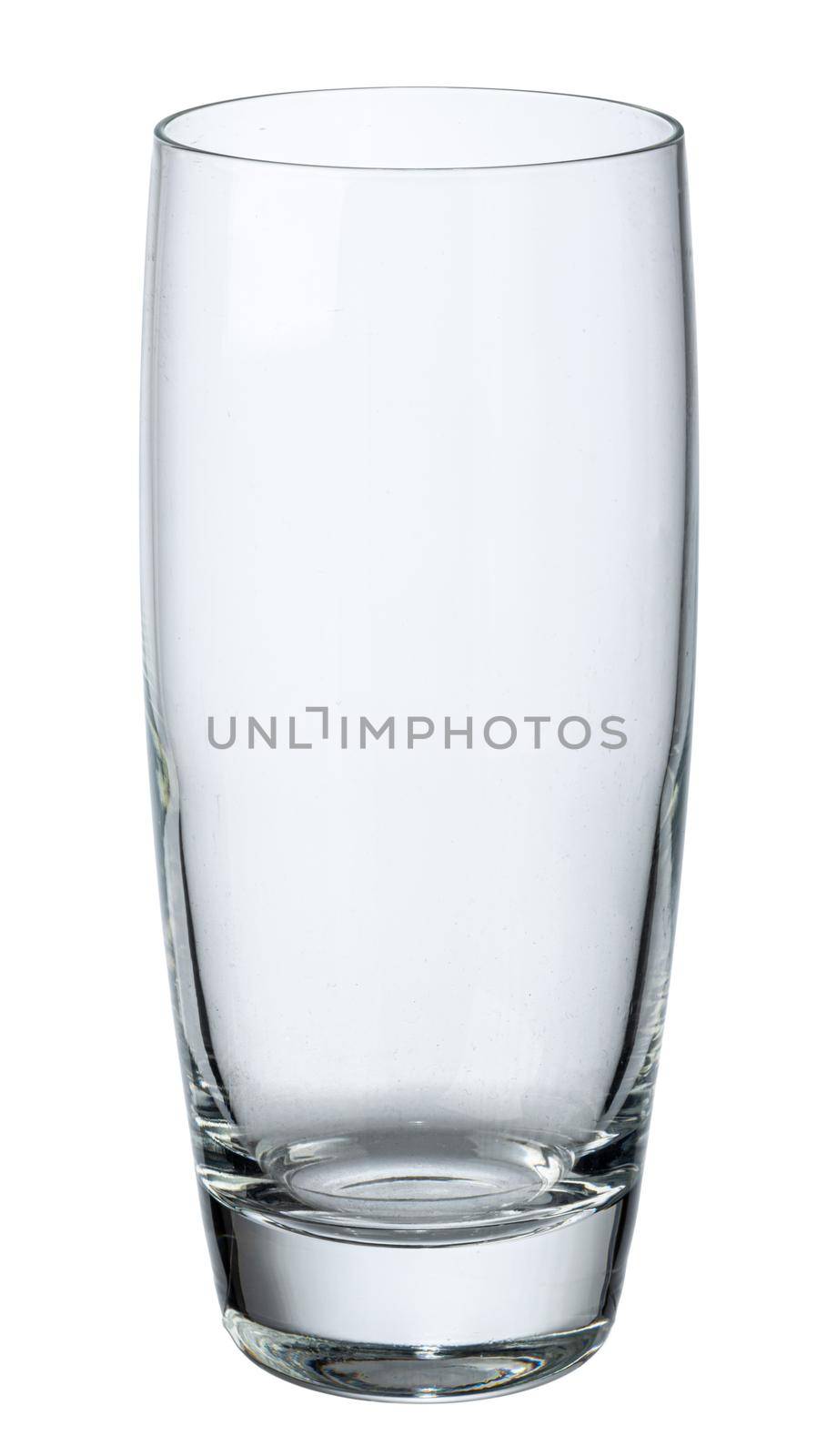Empty glass cup isolated on white background close up