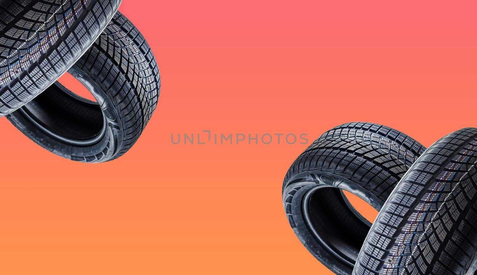 tires on a colored background