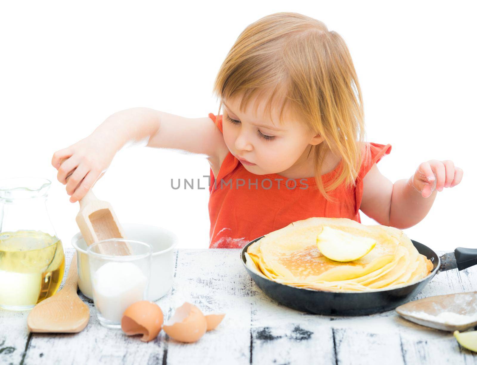 baby girl with pancakes by GekaSkr