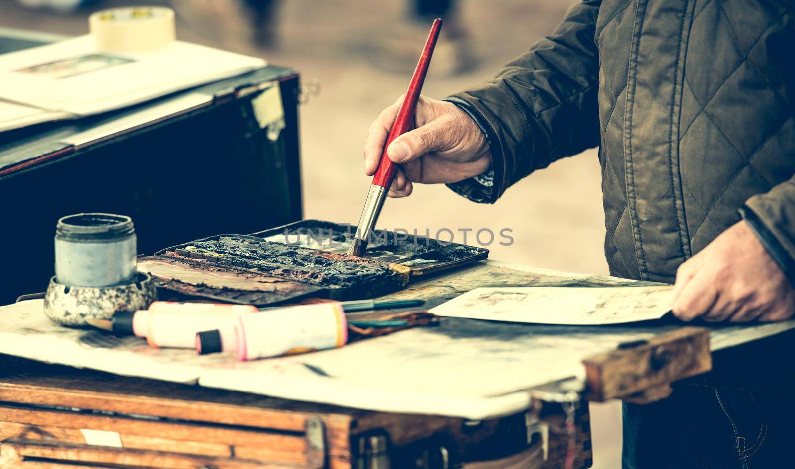 painter work with colors and brush by GekaSkr