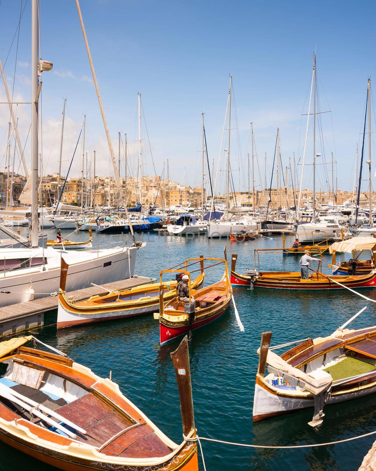 Valletta, Malta - 25 May 2015: many yachts and boats in tha bay near Valletta pot in Malta