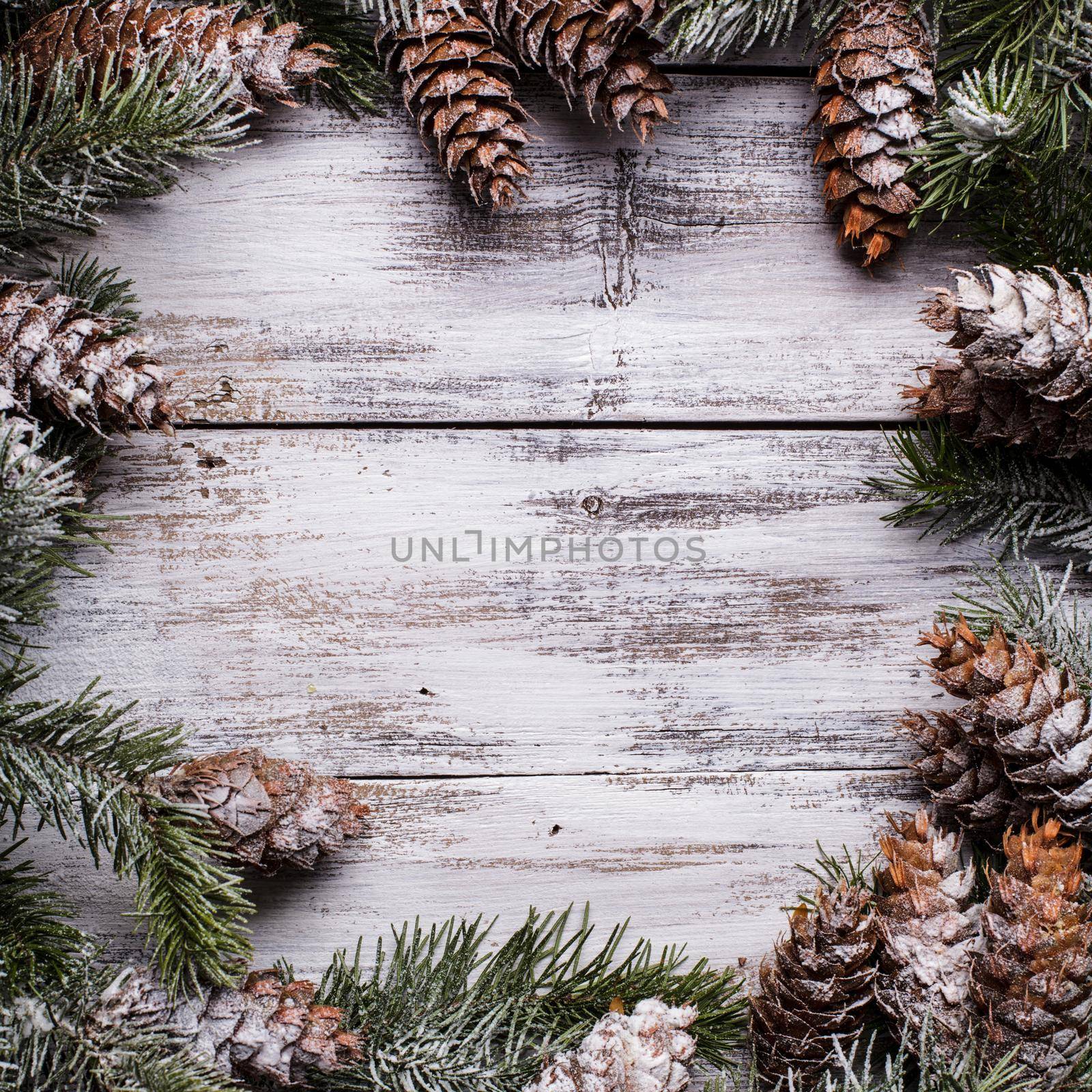 Holiday background for the Cristmas greetings on wood