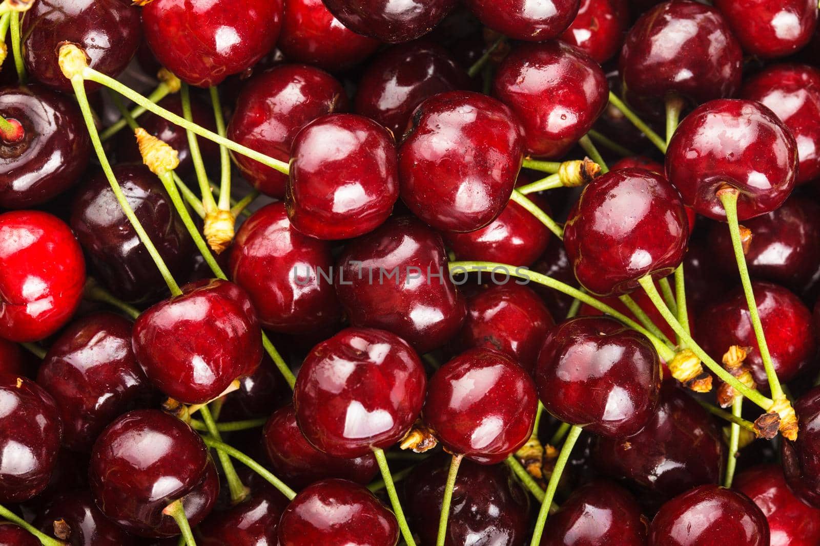 Sweet cherry fruits close up as a background