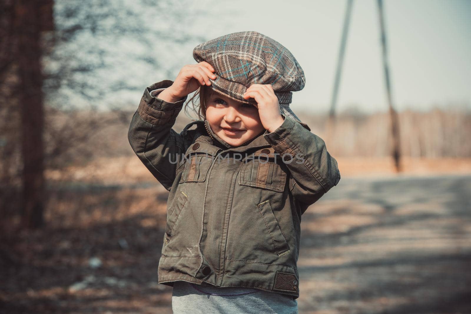 funny portrait of a baby, photo in vintage style