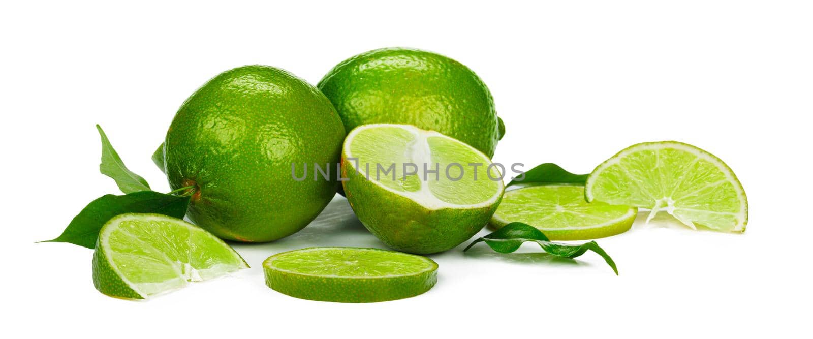 Chopped lime fruit isolated on white background by Fabrikasimf