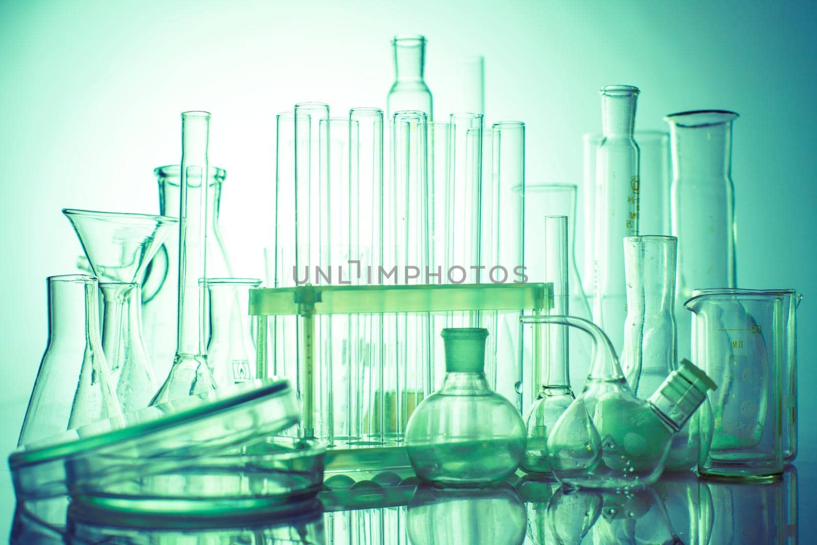 Laboratory glass for chemistry or medicine for research