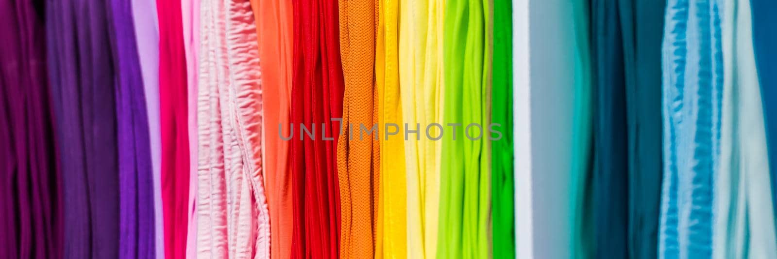 abstract multicolored laces photo with colors of rainbow, wallpaper