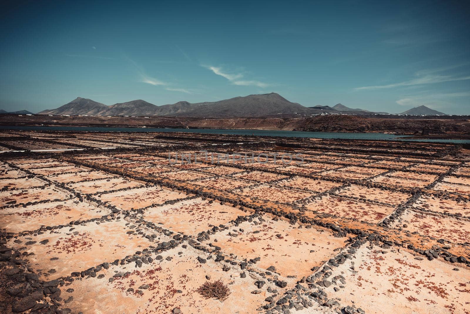 saltworks salinas de Janubio colorful on the island of Lanzarote, Canary Islands