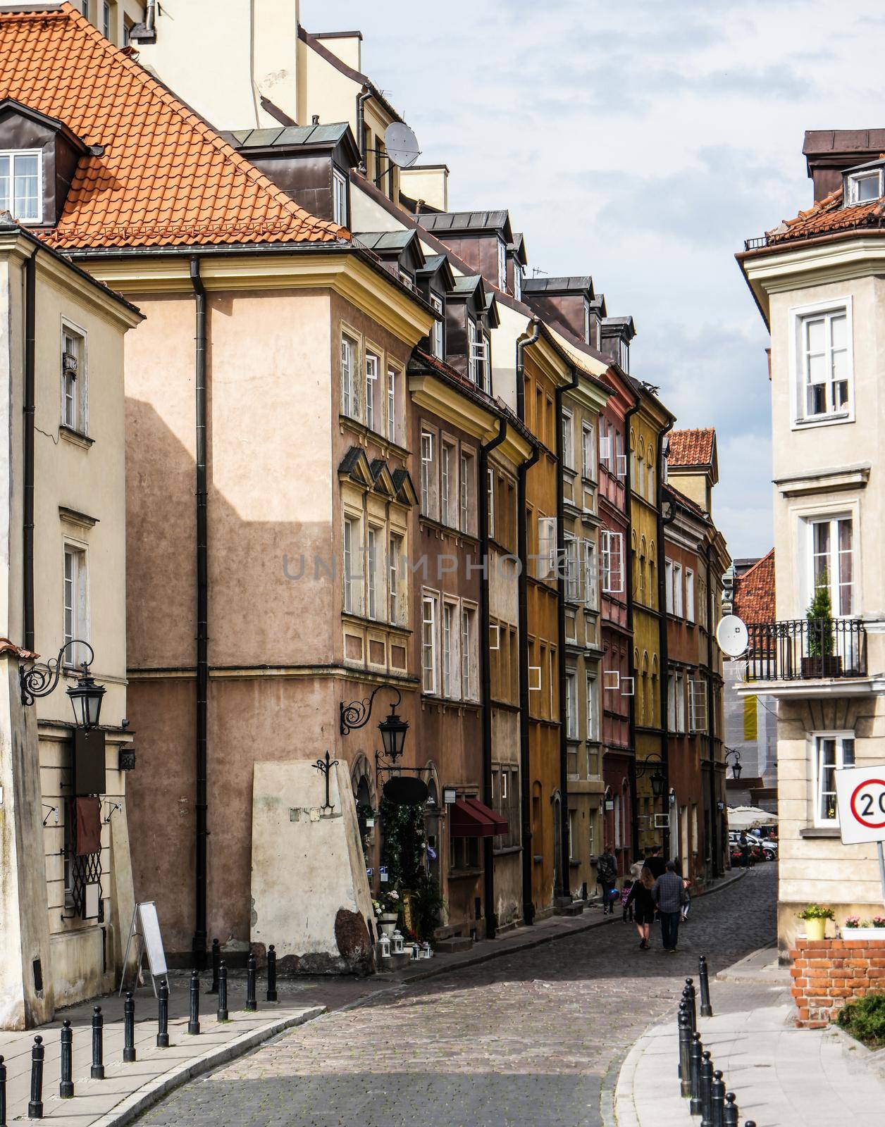 narrow street in historical part of Warsaw