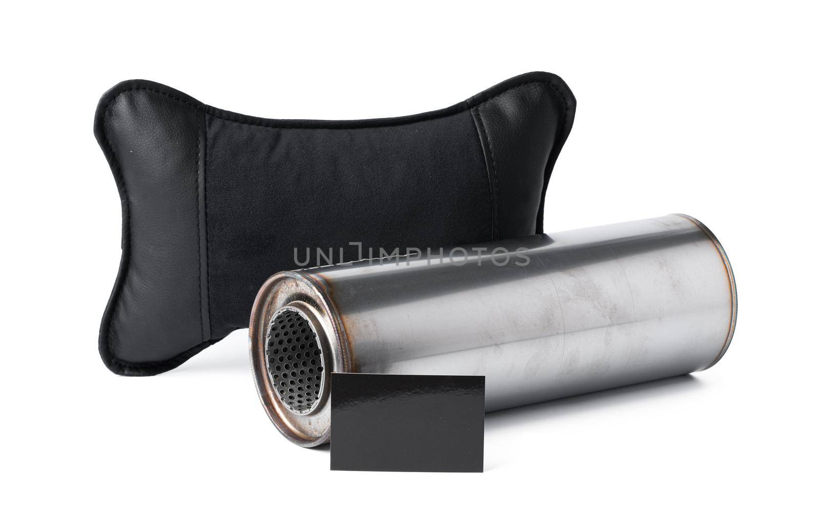 Exhaust system of the car on a white background. Close up.
