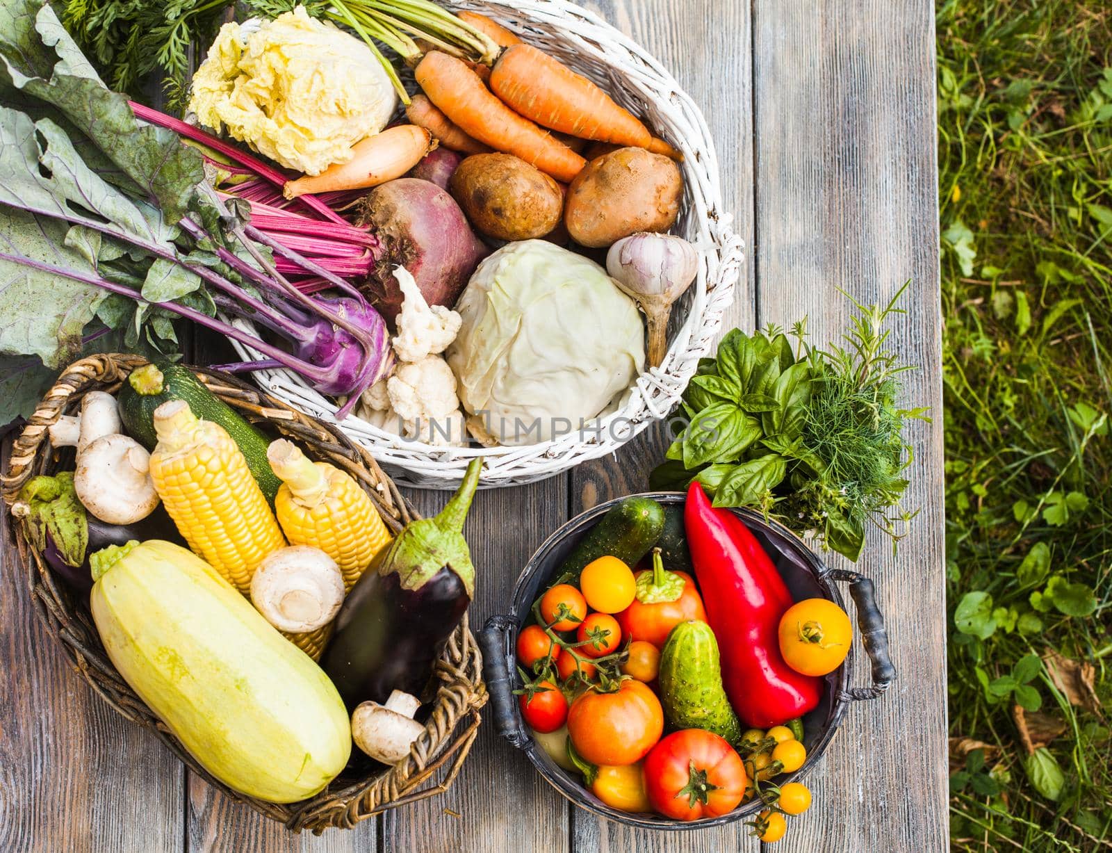 Vegetables on wooden table by oksix