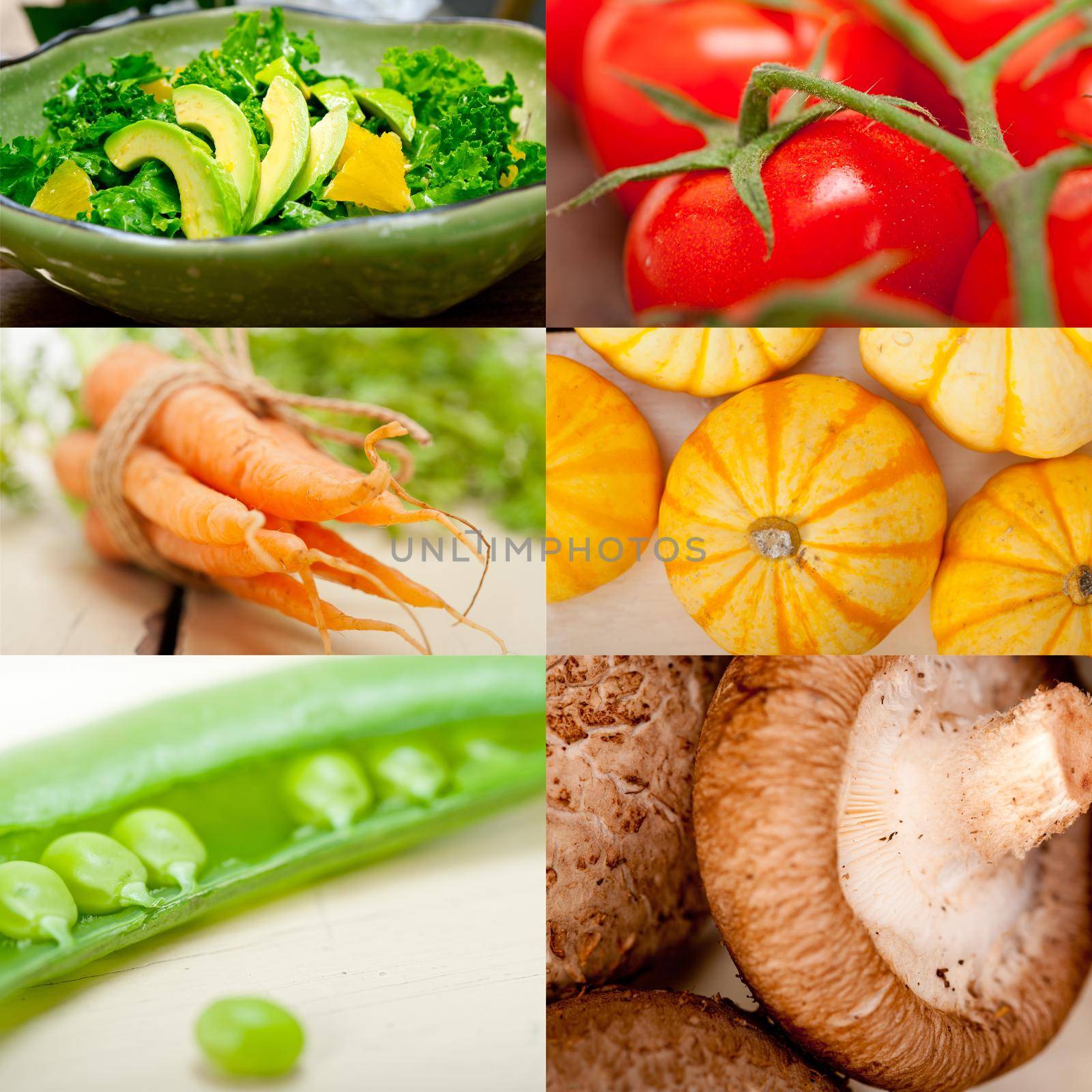 fresh hearthy healthy vegetables selection food collage composition 