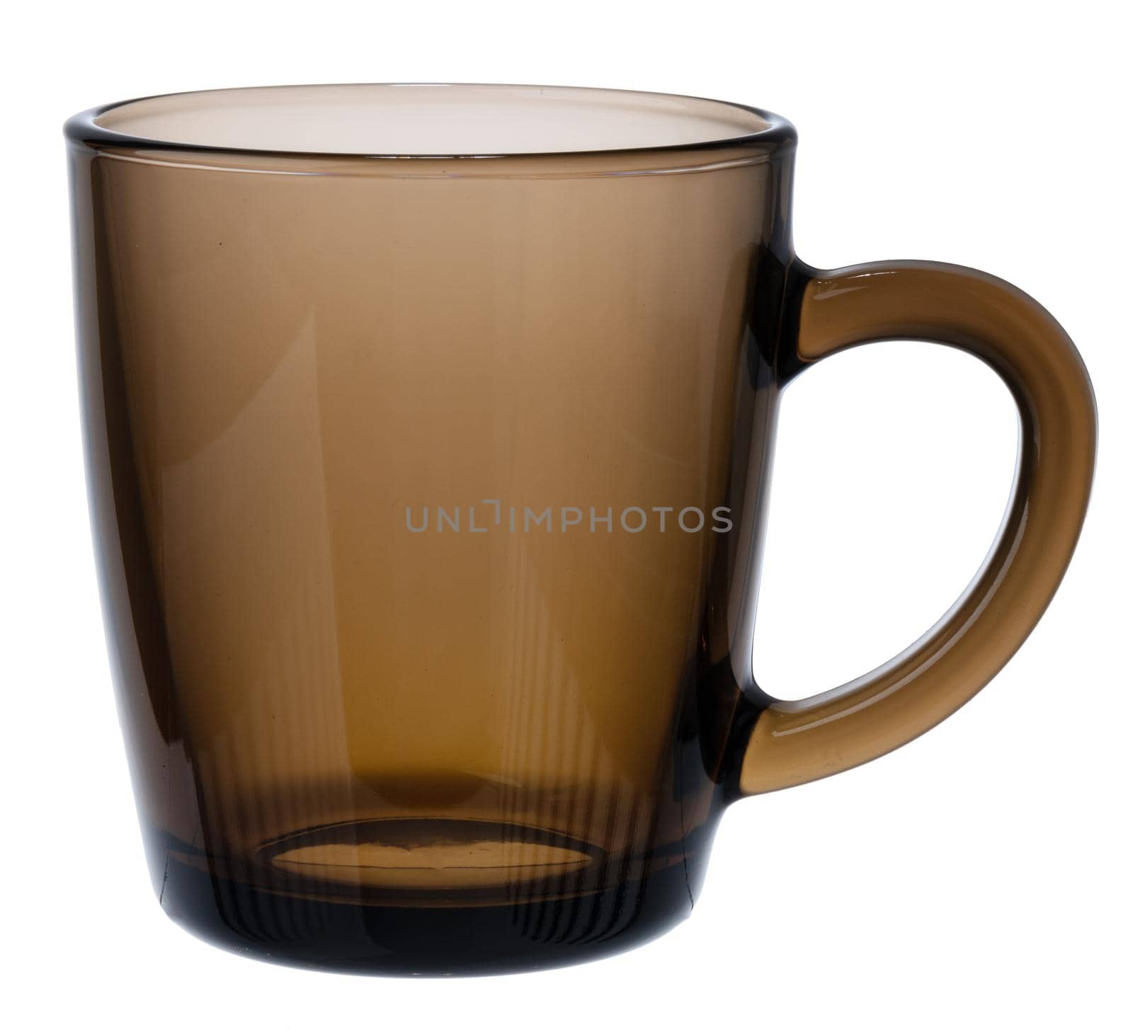 Empty glass cup isolated on white background close up