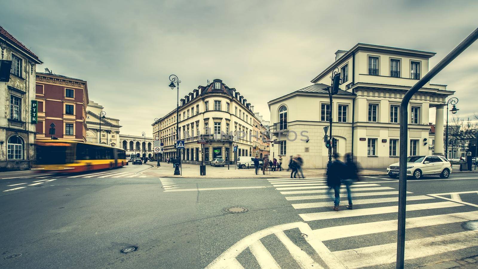 Warsaw, Poland - March 08, 2015: streets and buildings in a center of Warsaw, Poland