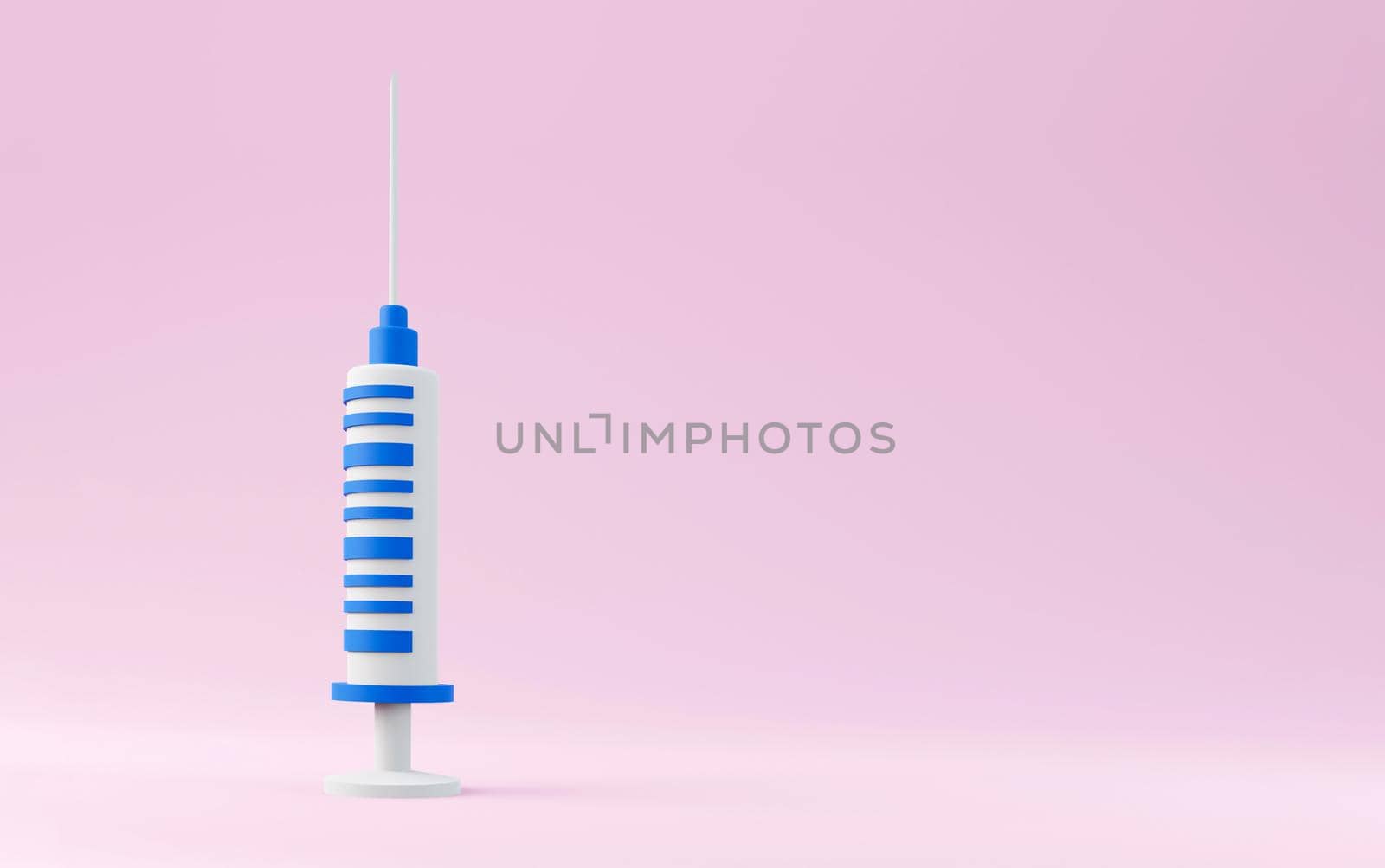 3d Syringe for vaccine, vaccination, injection, flu shot. Vaccination icon with Medical equipment. Minimalism concept. 3d illustration render with copy space