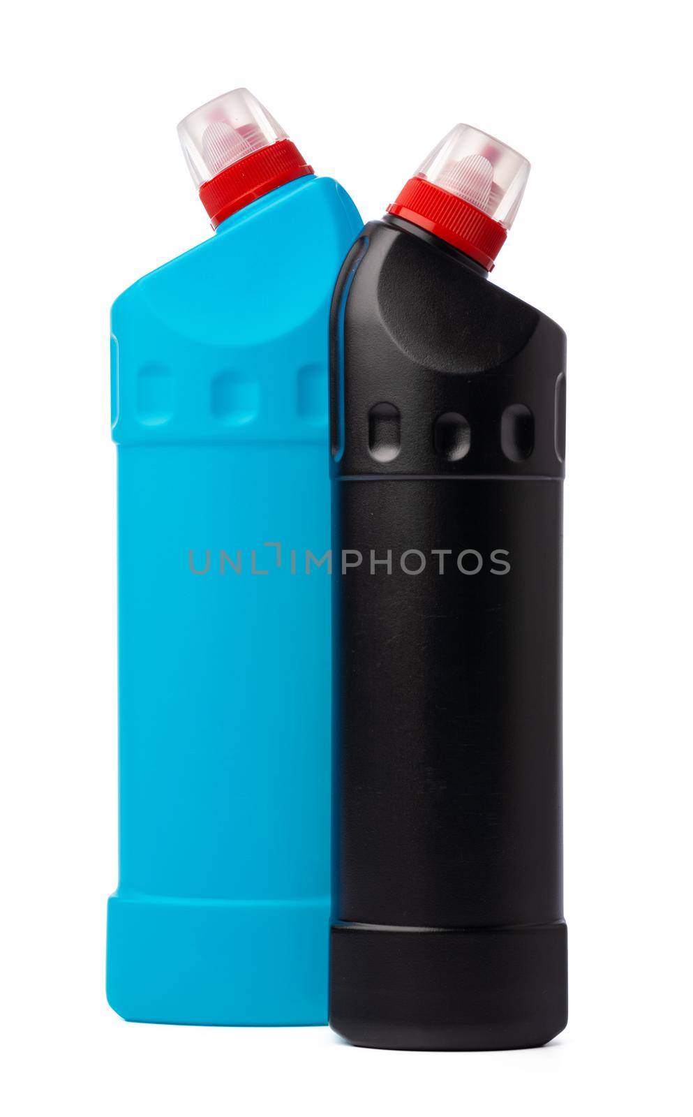Bottle with toilet detergent household chemicals isolated on white background