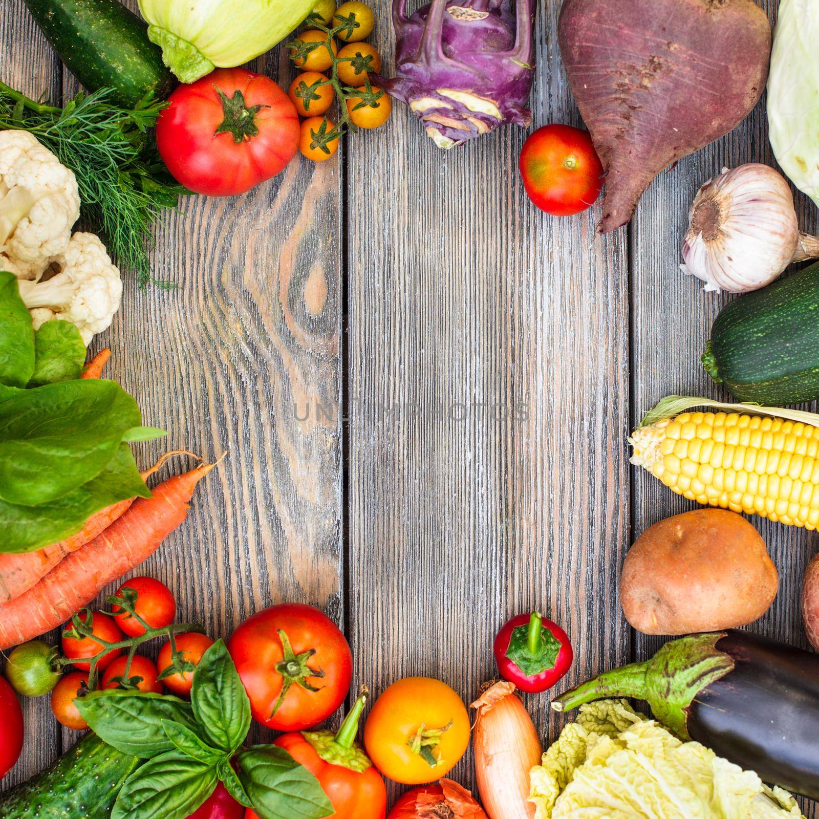 Vegetables on wooden table by oksix