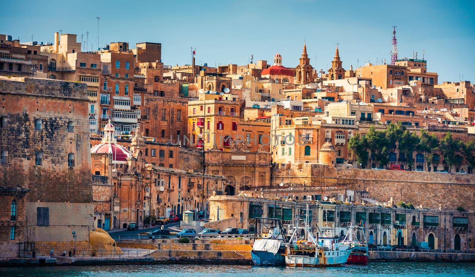 view on Valletta from The Grand Harbour in Malta