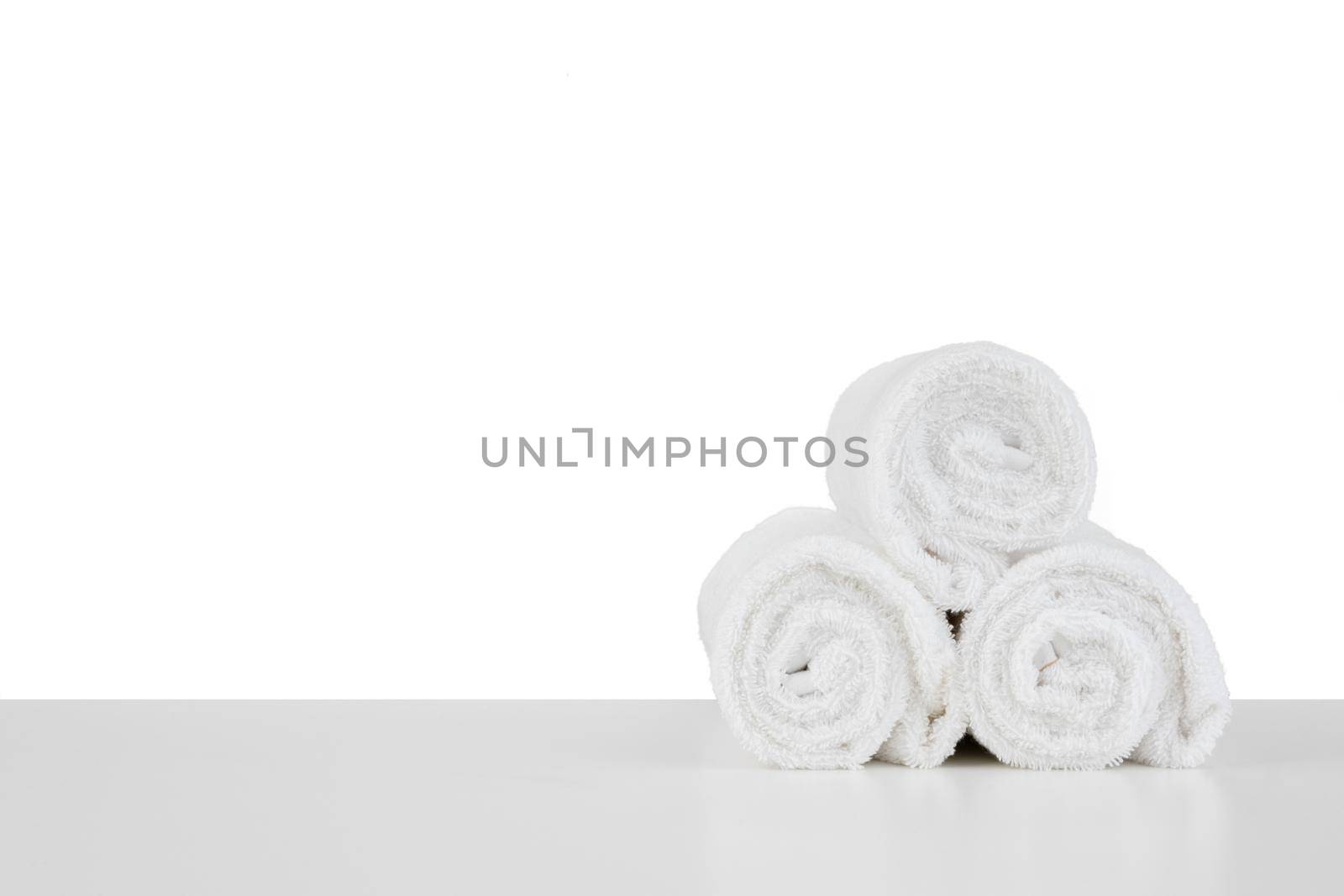 Set of soft spa towels isolated on white background