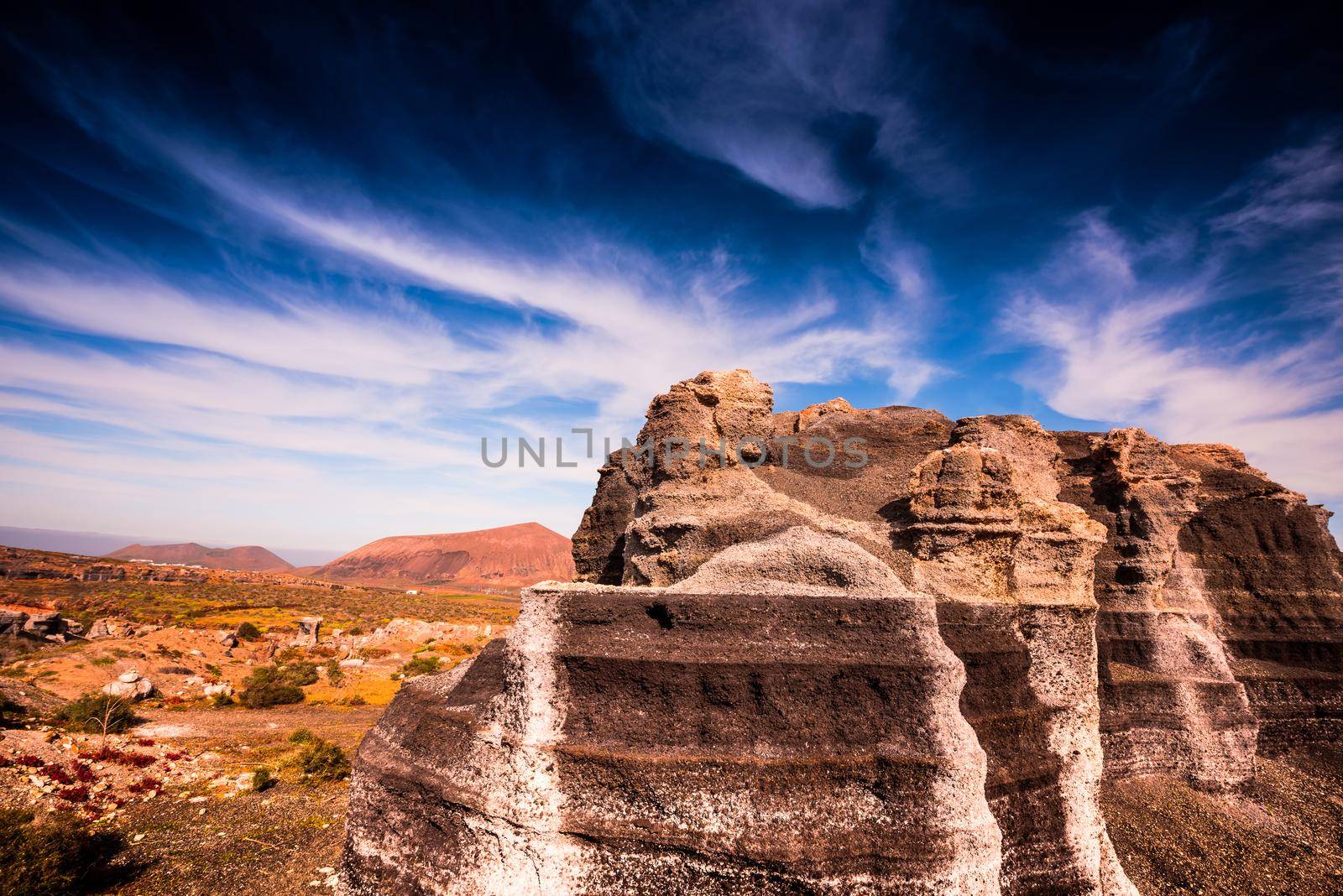 canyon and mountain on the background at beautiful sunset