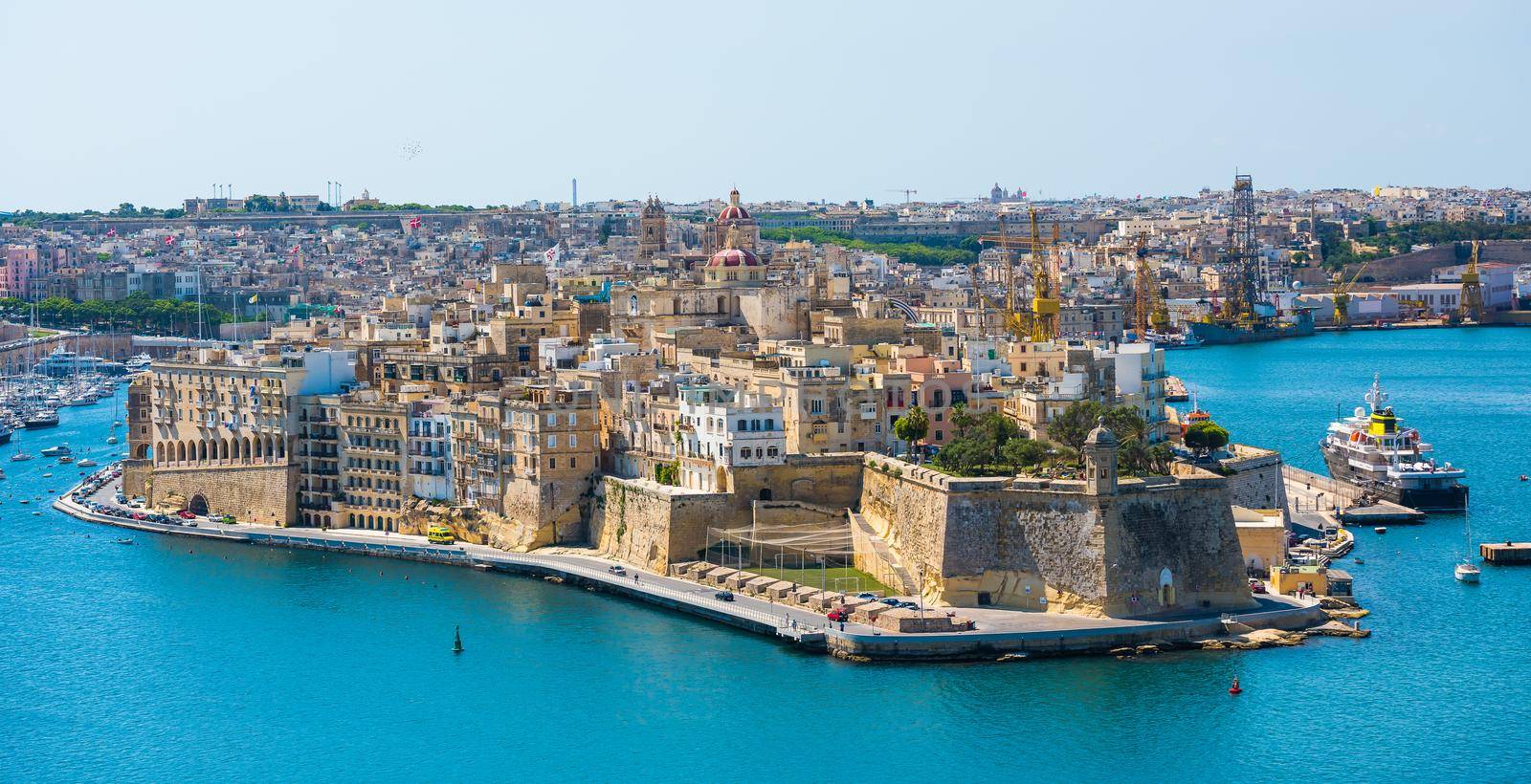 beautiful panoramic view on Valletta from the sea in Malta