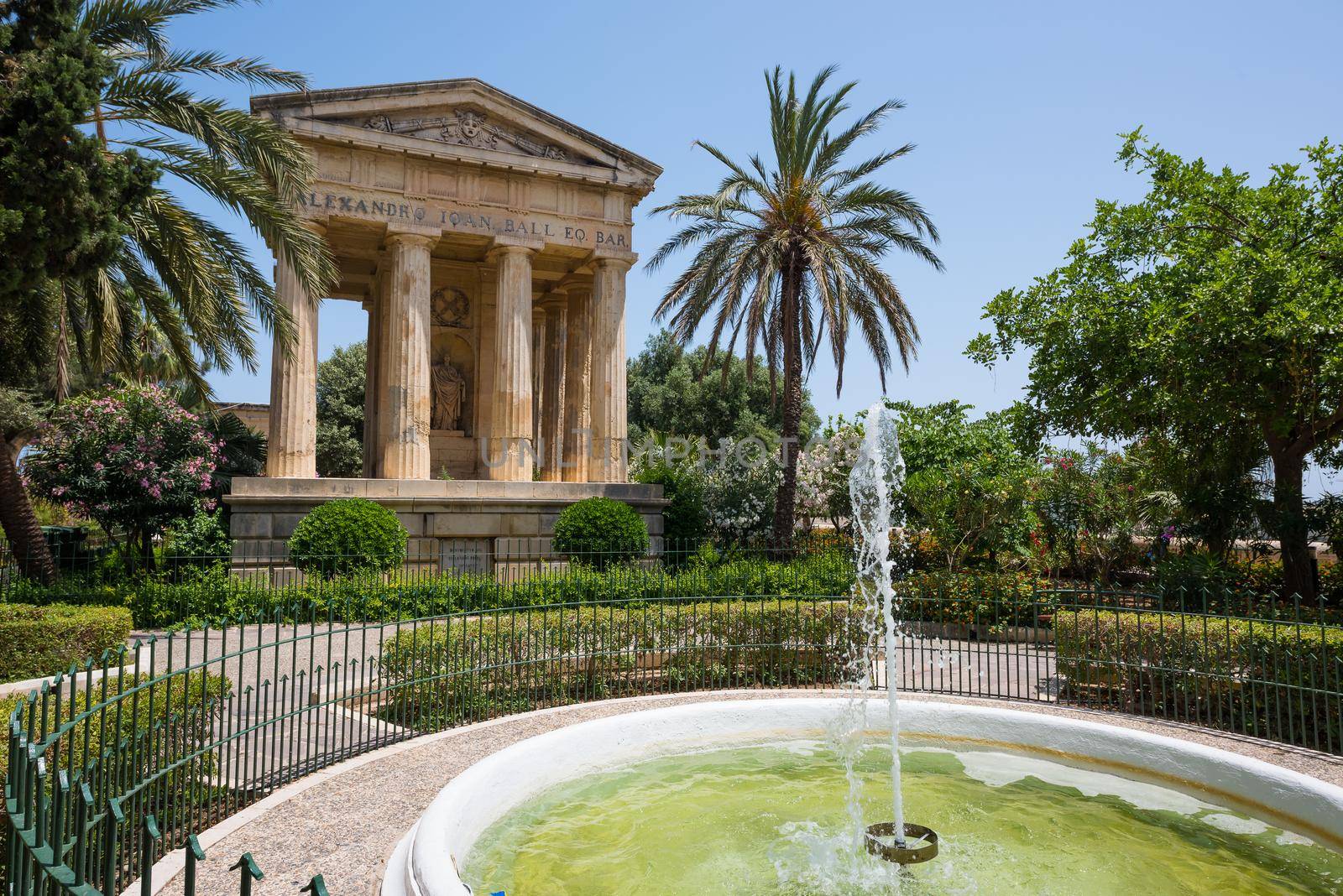 picturesque view on Lower Barrakka Gardens in Valletta in Malta