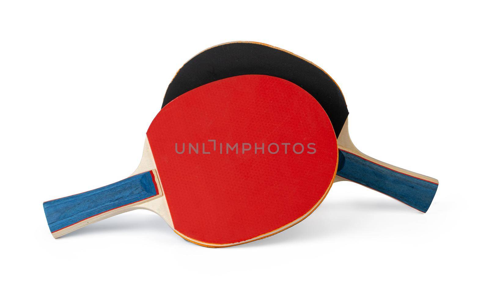 Two ping pong rackets isolated on white background by Fabrikasimf