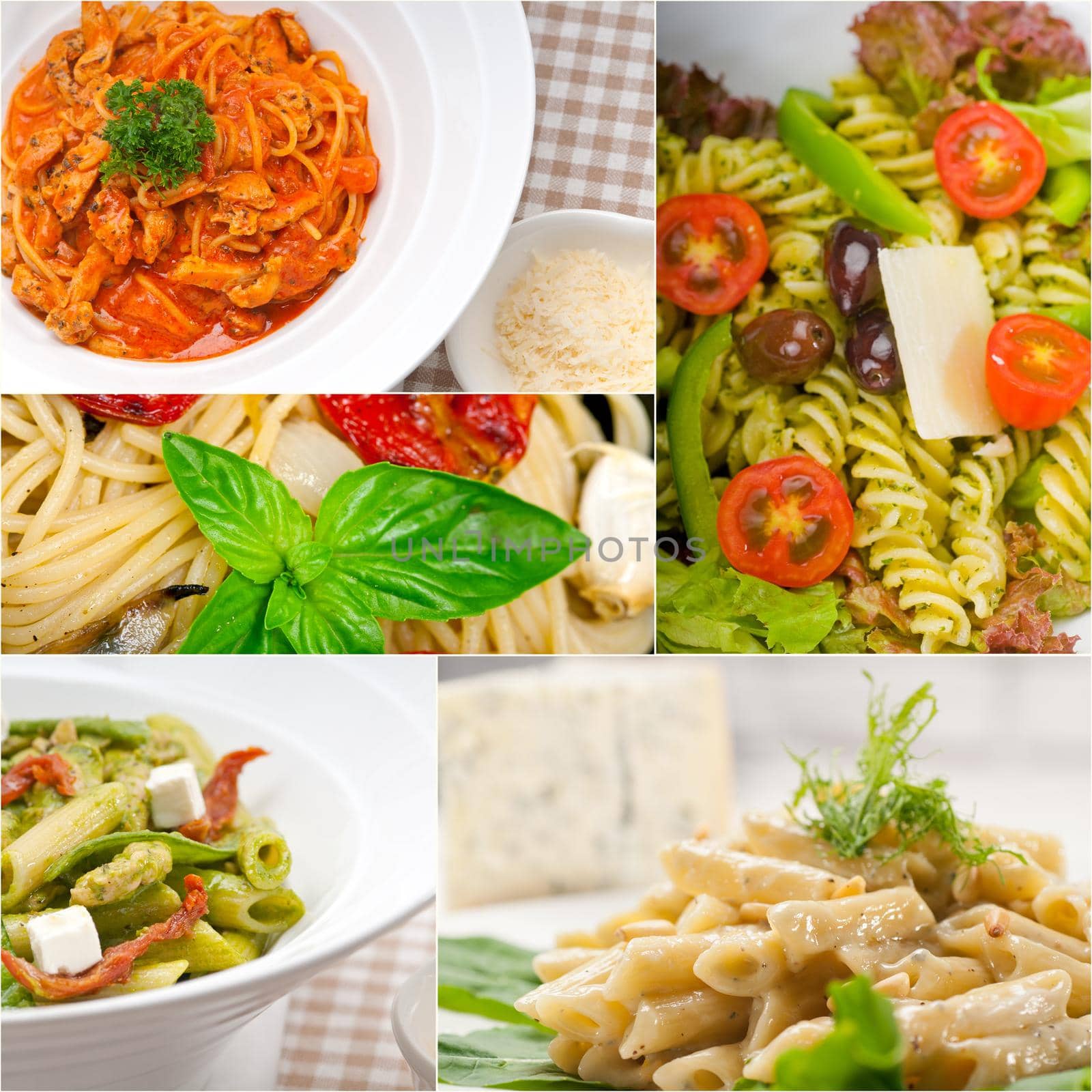 collection of different type of Italian pasta collage by keko64