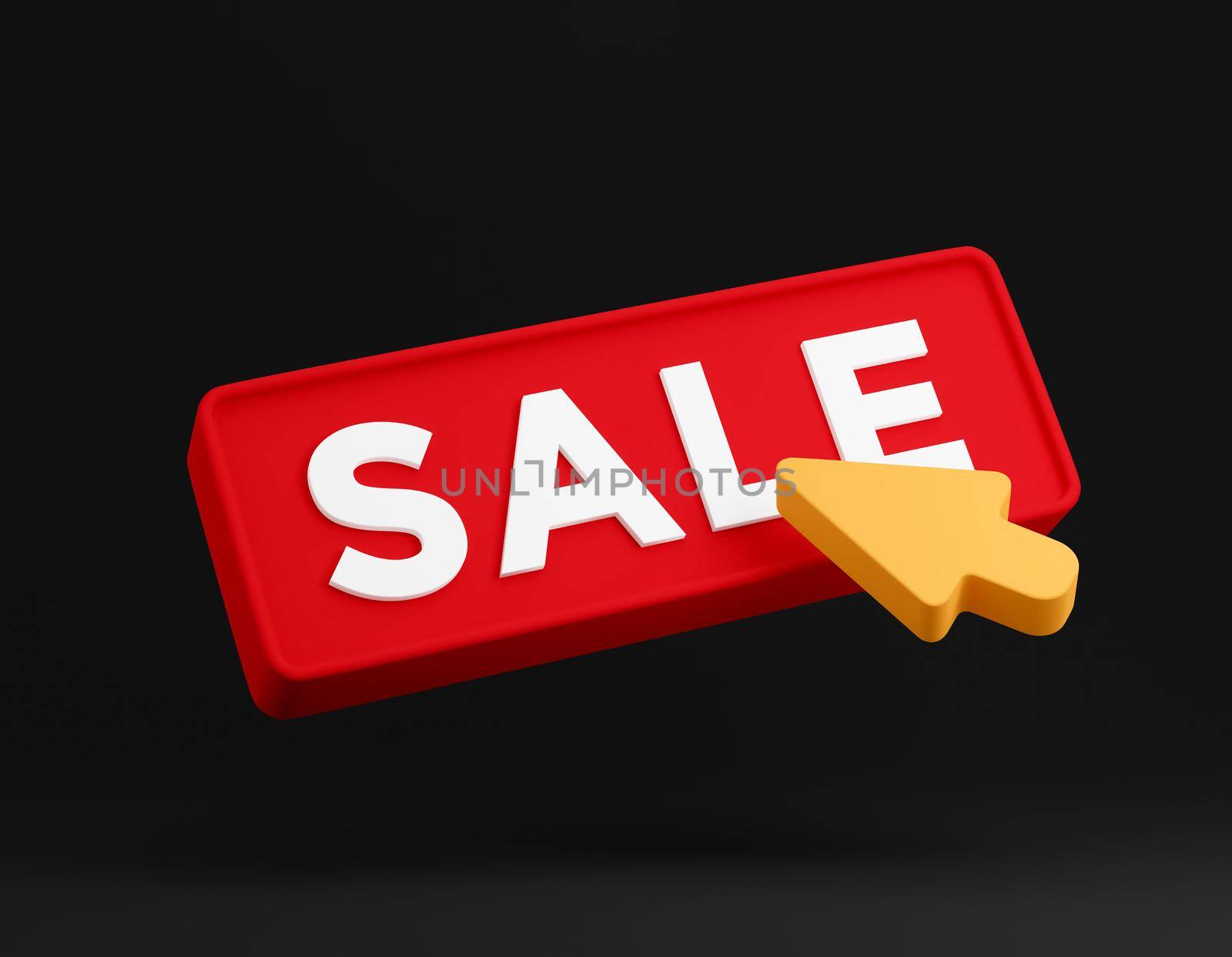 3d black friday sale button with click arrow cursor. Sale banner design discount concept. 3d rendering