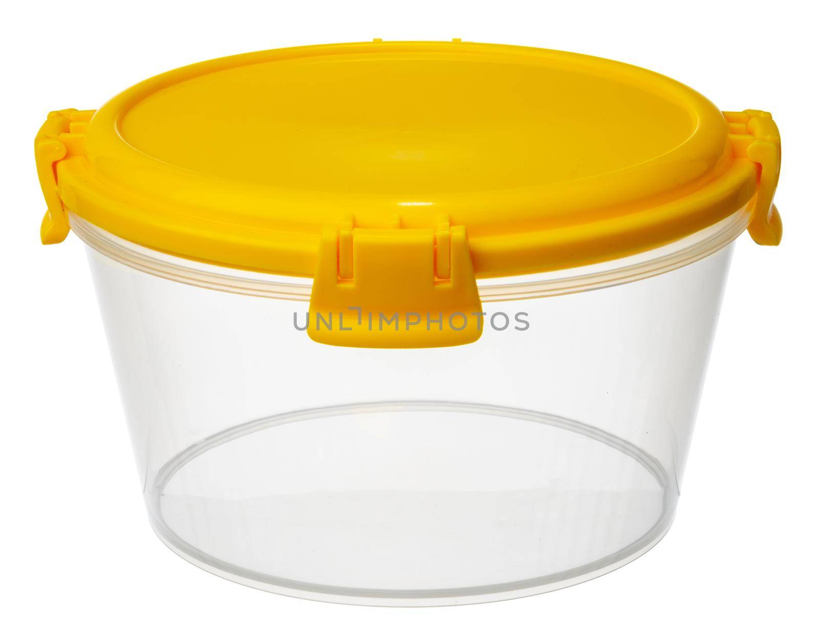 Plastic storage container for food isolated on white background