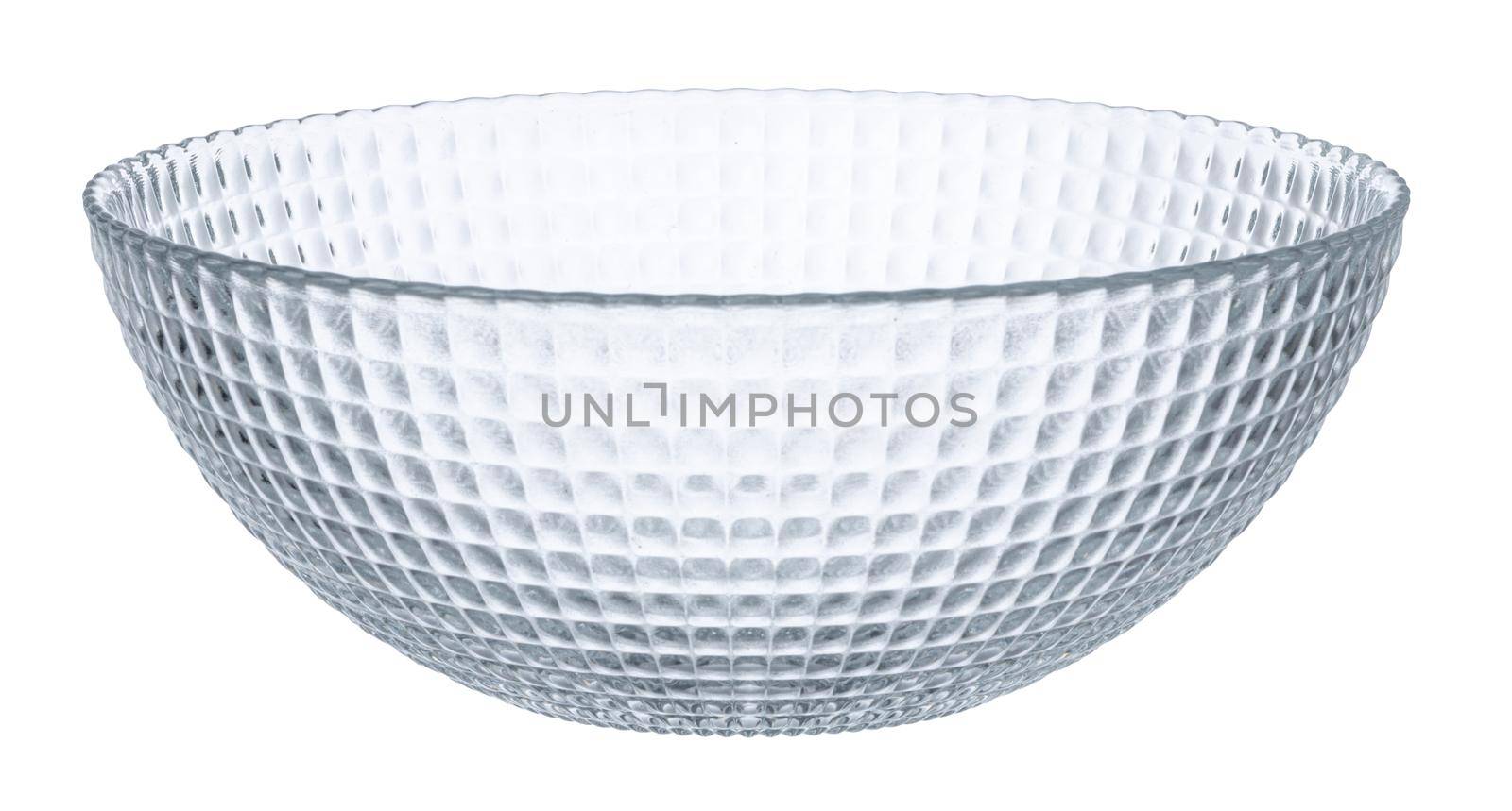 Empty glass bowl isolated on white background by Fabrikasimf