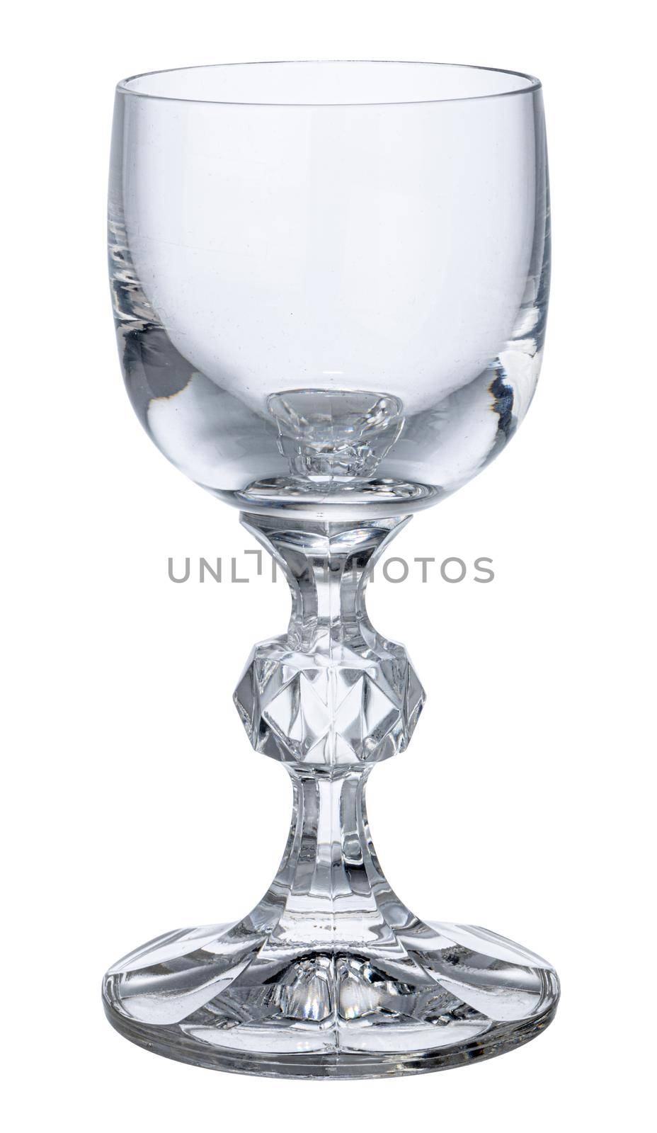 Empty wine glass isolated on white background close up