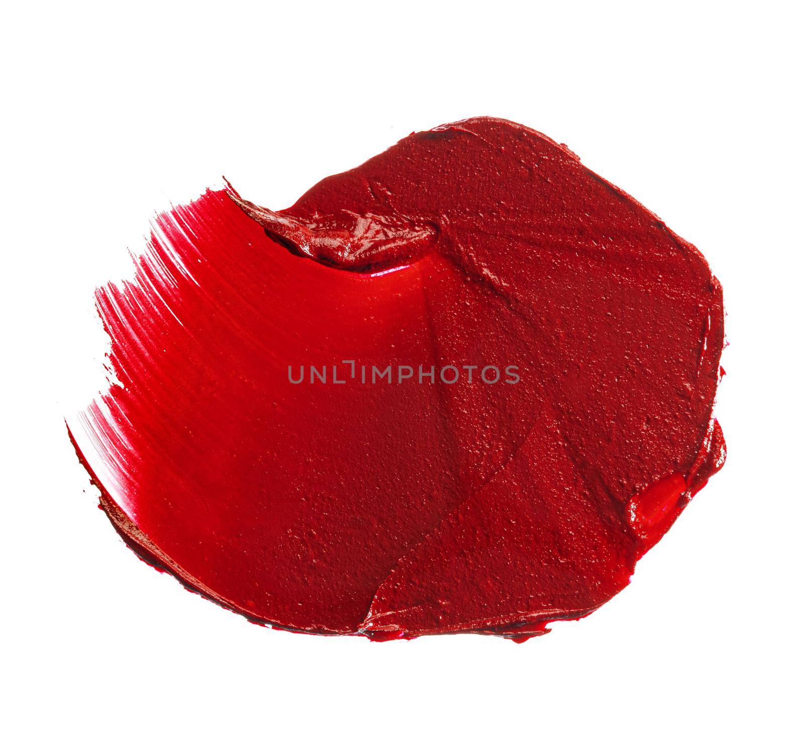 Lipstick swatch sample on white background.