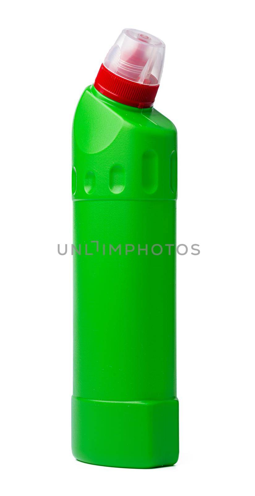 Bottle with toilet detergent household chemicals isolated on white background