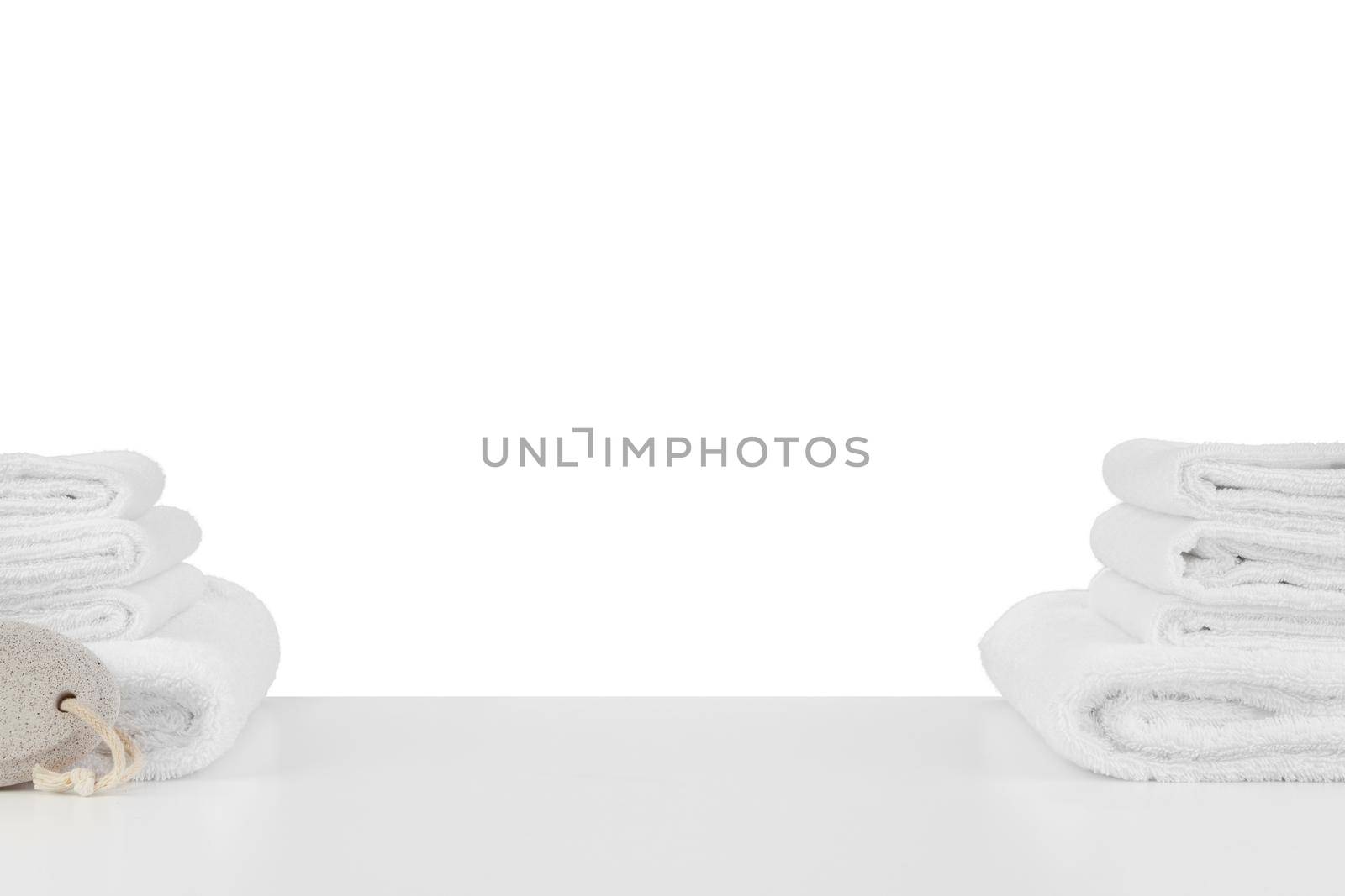 Set of soft spa towels isolated on white background