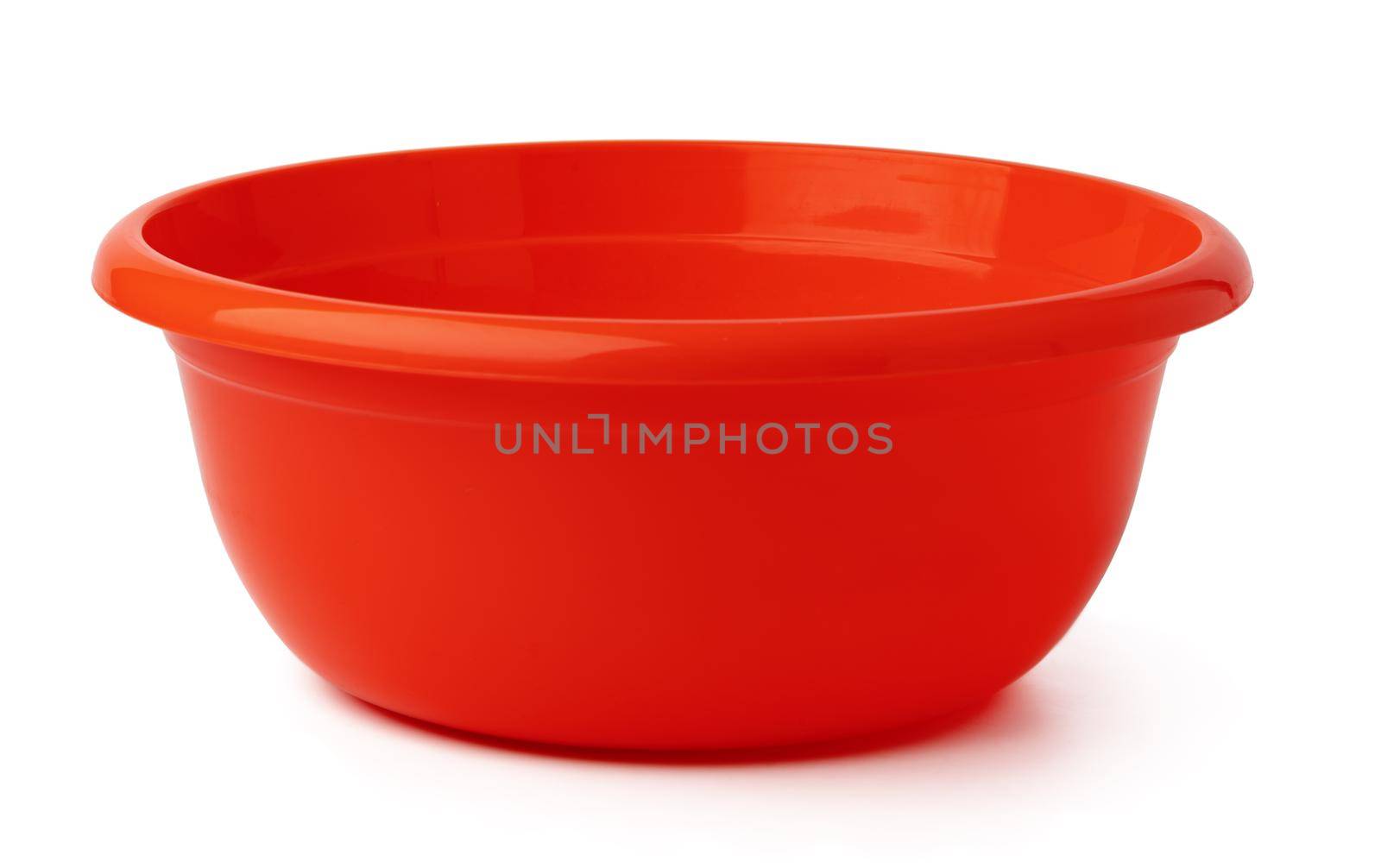 Plastic empty basin isolated on white background, close up