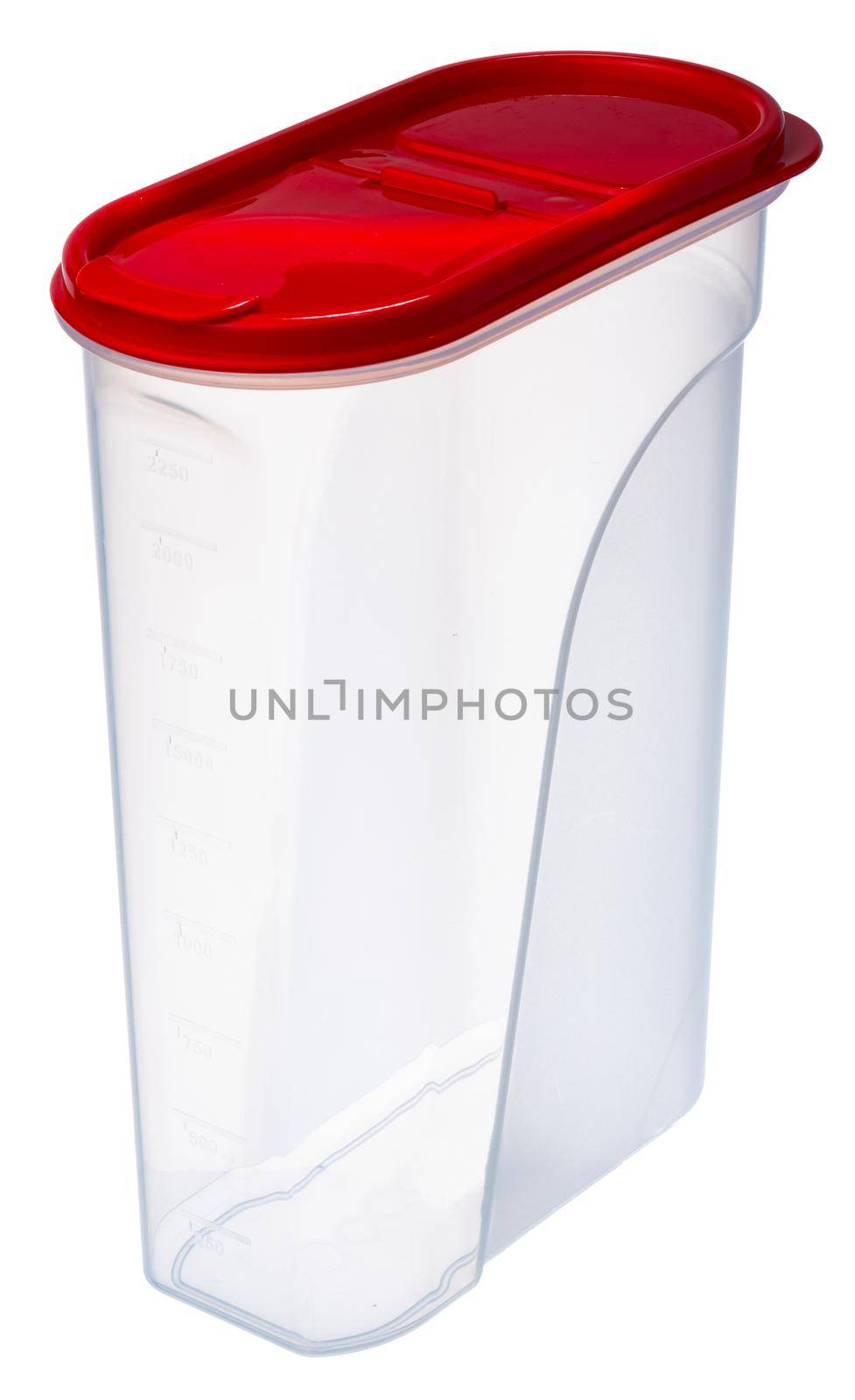 Plastic storage container for food isolated on white background