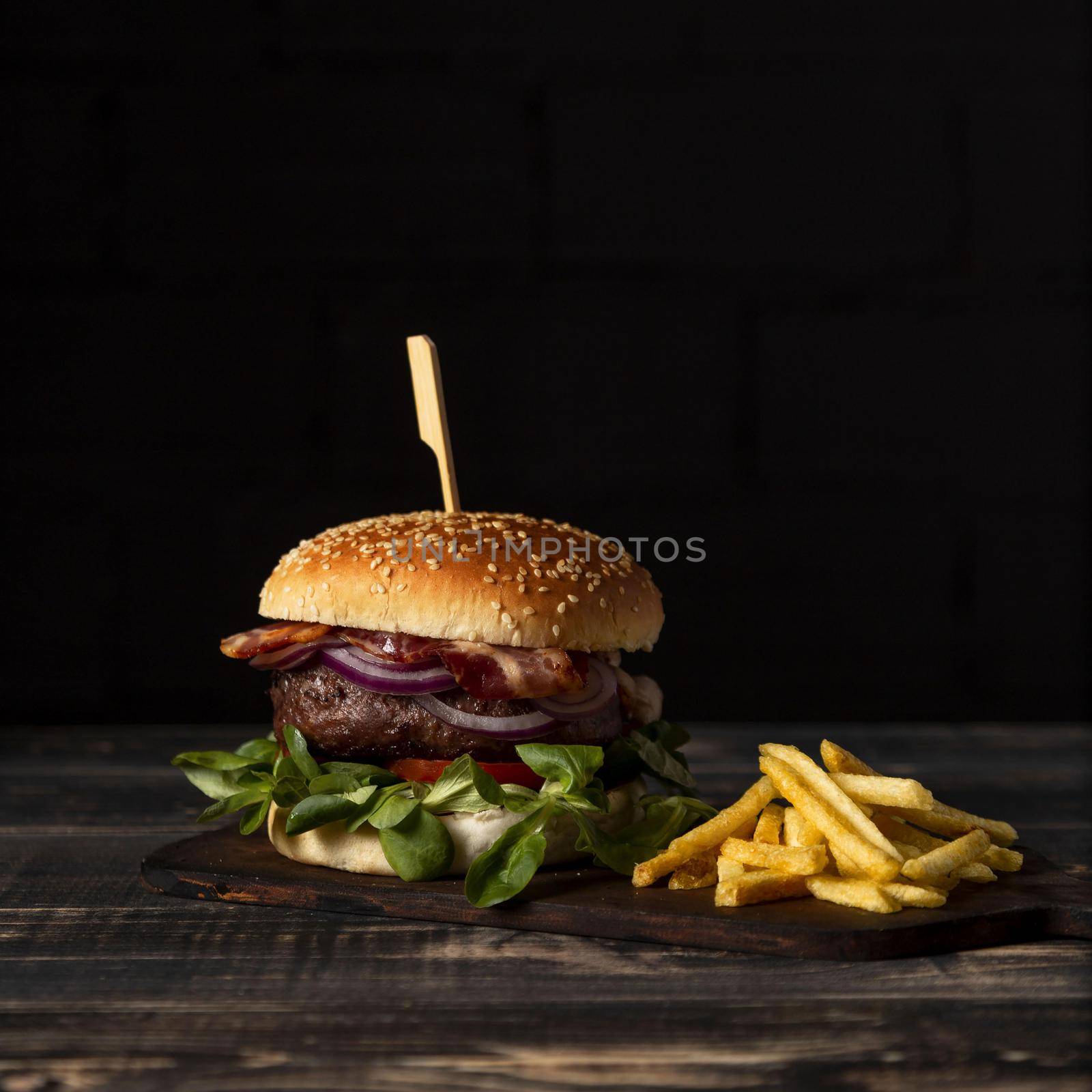 front view burger fries table by Zahard