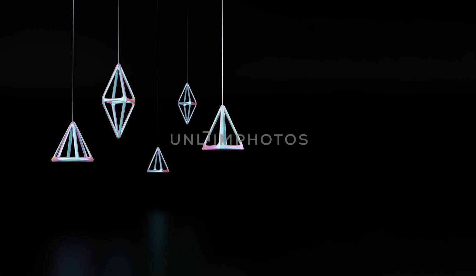 Merry christmas and happy new year holographic ball on black background. 3D rendering of glossy white christmas ball set in holographic neon light hanging isolated