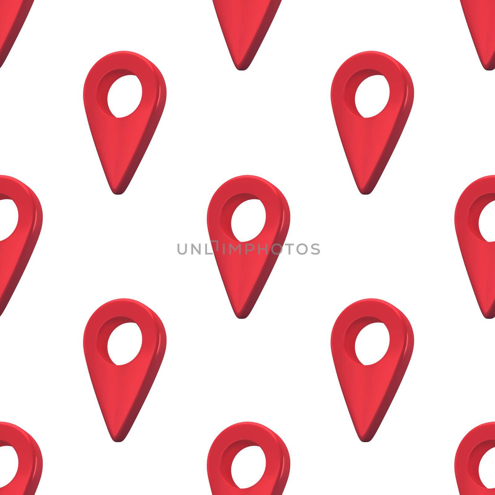 Map pin icon seamless pattern. Navigation, pointer, location, map, gps, direction, place, compass, contact, search concept. Minimalism concept. 3d illustration 3D render