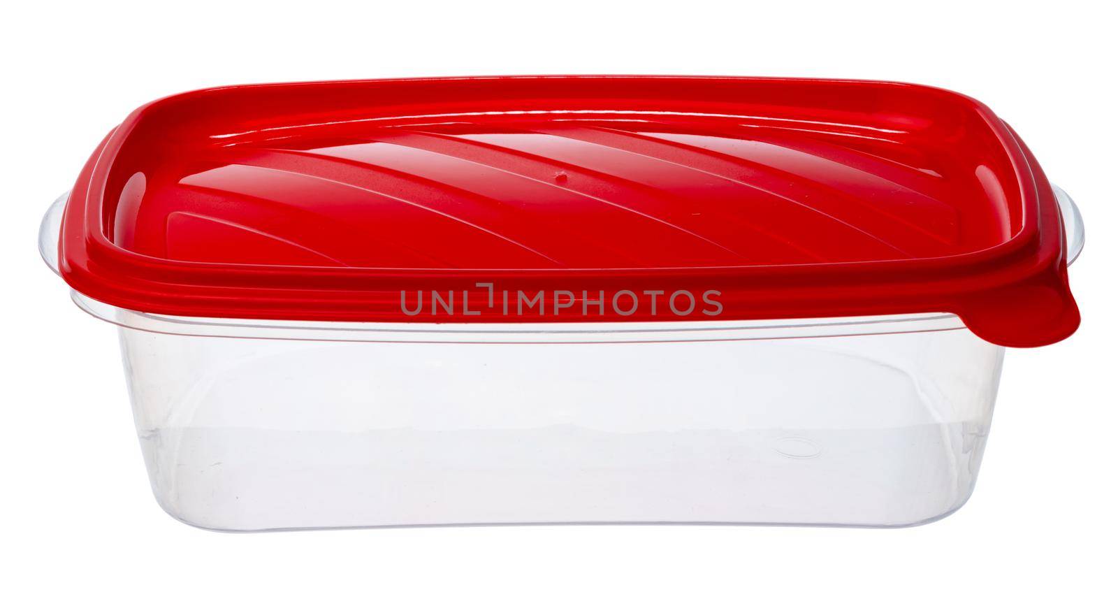 Plastic storage container for food isolated on white background