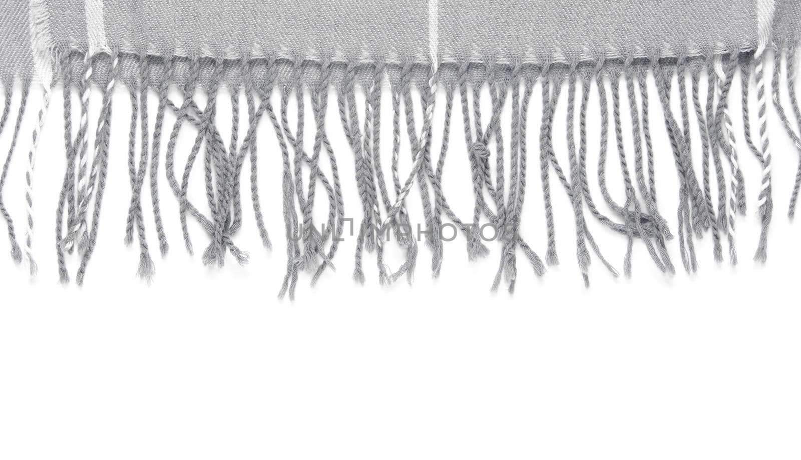 Part of a beautiful gray scarf in a cage isolated on a white background with an area for text. by lunarts